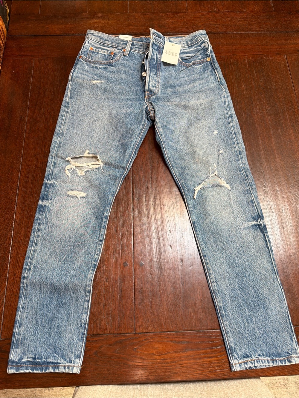 Levi's Light Blue Distressed Slim Straight Jeans